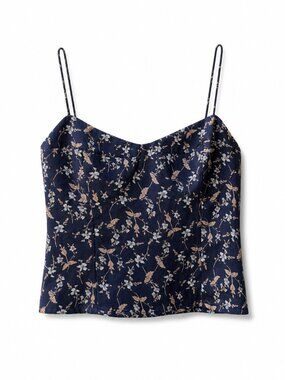 Kourt Navy Floral Corset Camisole Top XS
